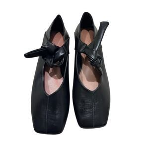 Coutgo Womens Mary Jane Ballet Flats Black Bow Square Toe Comfortable, size 10